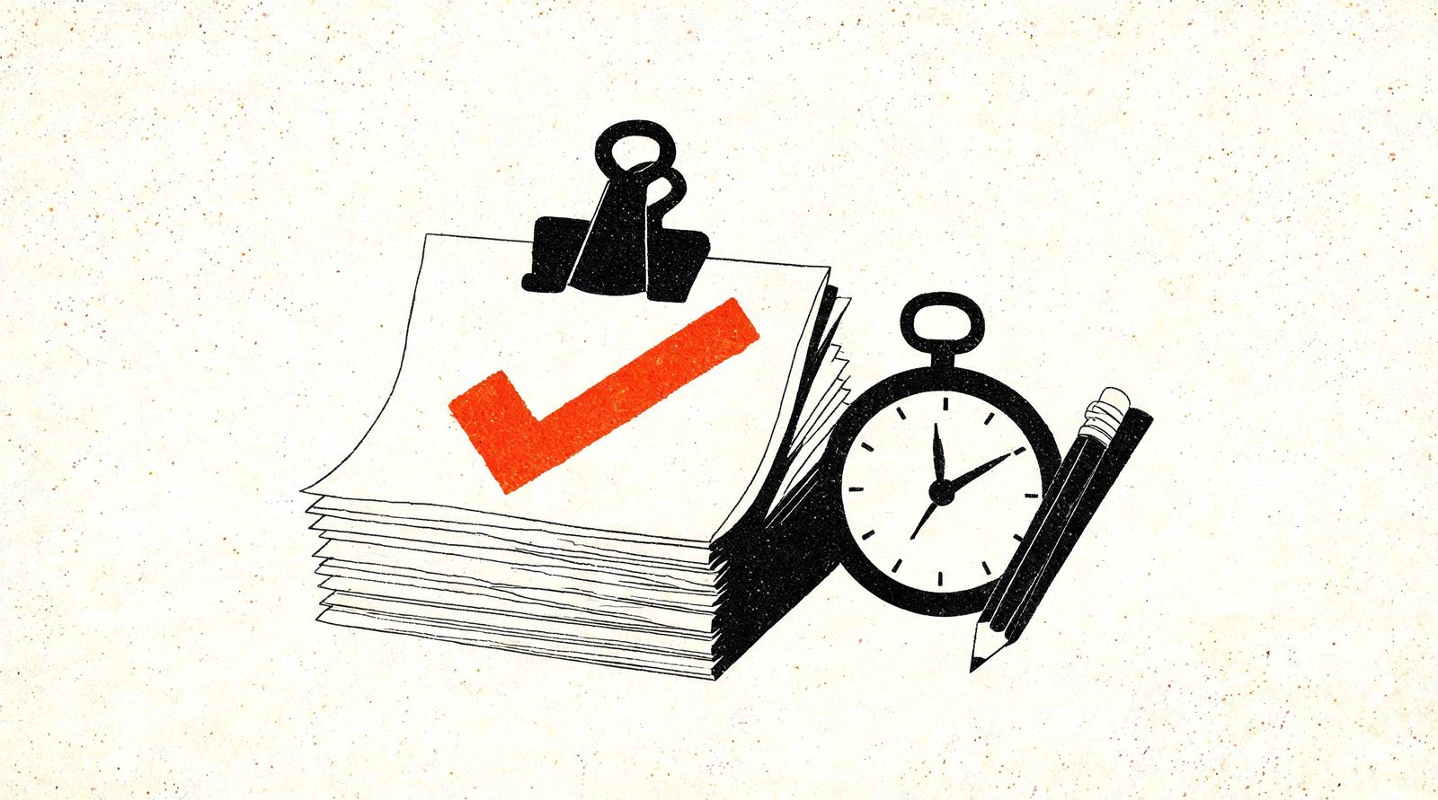 Illustration riso : un formulaire de soumission qui devient une feuille de temps.