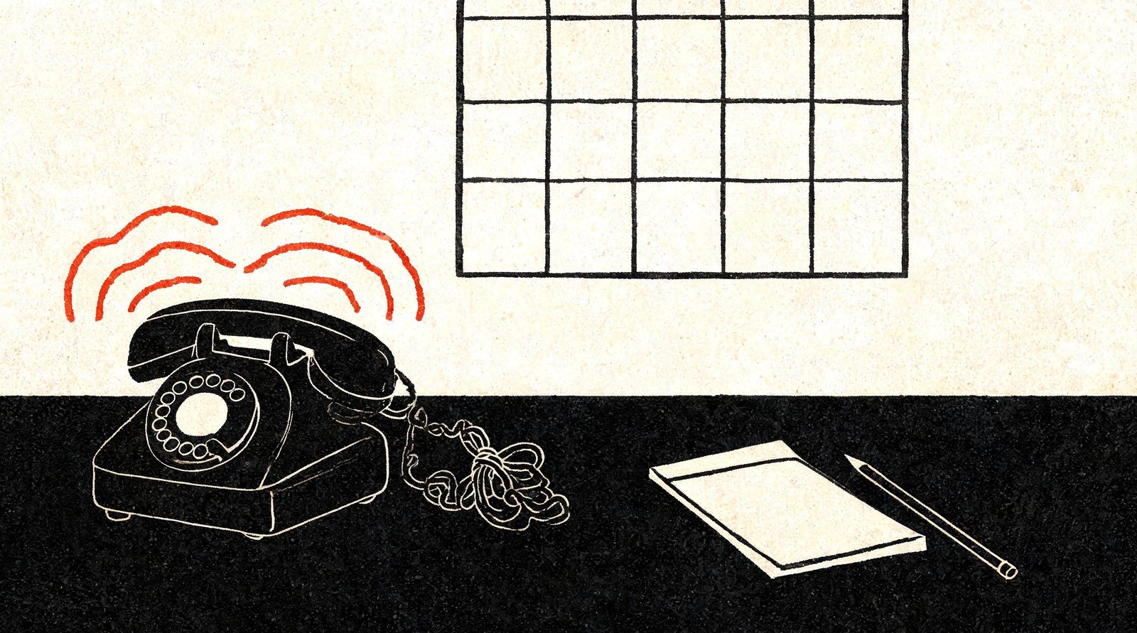 Illustration riso : des questions répondues sur papier avant qu'un calendrier s'ouvre.